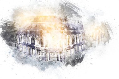 Wroclaw, Polonya 'da gece vakti sanat ilüstrasyonu antika, model, minyatür