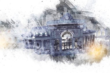 Wroclaw, Polonya 'da gece vakti sanat ilüstrasyonu antika, model, minyatür