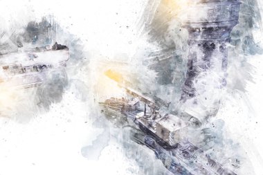 Wroclaw, Polonya 'da gece vakti sanat ilüstrasyonu antika, model, minyatür