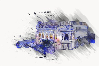 Wroclaw, Polonya 'da gece vakti sanat ilüstrasyonu antika, model, minyatür