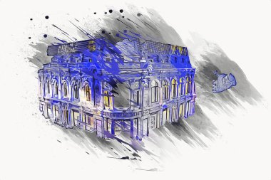 Wroclaw, Polonya 'da gece vakti sanat ilüstrasyonu antika, model, minyatür