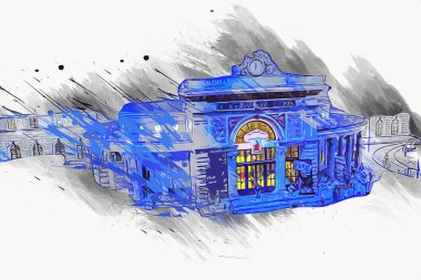 Wroclaw, Polonya 'da gece vakti sanat ilüstrasyonu antika, model, minyatür