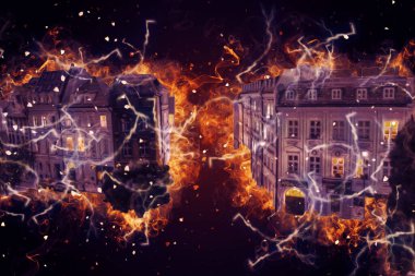 Wroclaw, Polonya 'da gece vakti sanat ilüstrasyonu antika, model, minyatür