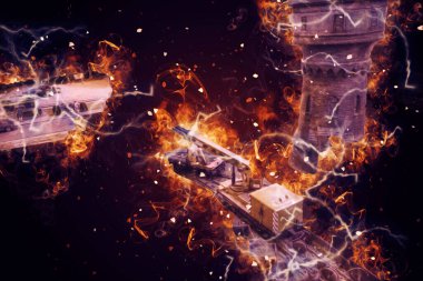 Wroclaw, Polonya 'da gece vakti sanat ilüstrasyonu antika, model, minyatür