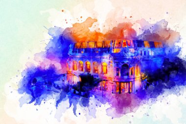 Wroclaw, Polonya 'da gece vakti sanat ilüstrasyonu antika, model, minyatür