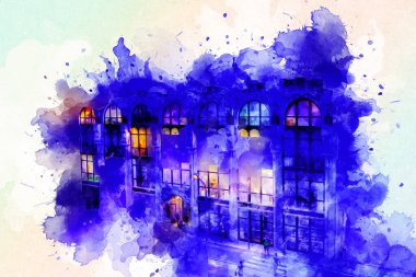 Wroclaw, Polonya 'da gece vakti sanat ilüstrasyonu antika, model, minyatür