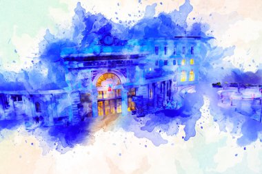 Wroclaw, Polonya 'da gece vakti sanat ilüstrasyonu antika, model, minyatür