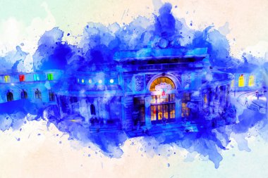 Wroclaw, Polonya 'da gece vakti sanat ilüstrasyonu antika, model, minyatür