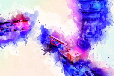 Wroclaw, Polonya 'da gece vakti sanat ilüstrasyonu antika, model, minyatür