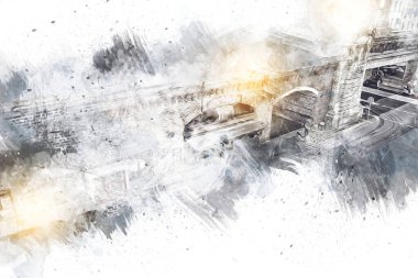 Wroclaw, Polonya 'da şehir, sanat ilüstrasyonu antika, model, minyatür