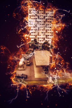 Wroclaw, Polonya 'da şehir, sanat ilüstrasyonu antika, model, minyatür