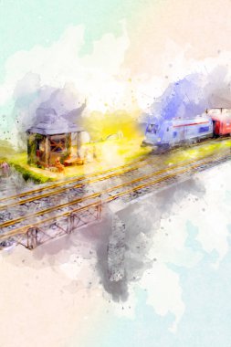 Wroclaw, Polonya 'da şehir, sanat ilüstrasyonu antika, model, minyatür