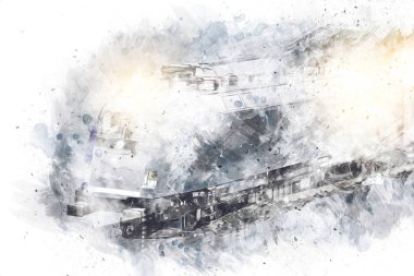 Avrupa 'daki tren istasyonunda yüksek hızlı tren. Demiryolu platformunda modern şehirlerarası tren. Demiryolu ve binaların üzerinde güzel bir yolcu treni olan şehir manzarası