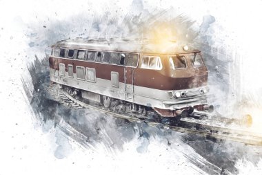 Avrupa 'daki tren istasyonunda yüksek hızlı tren. Demiryolu platformunda modern şehirlerarası tren. Demiryolu ve binaların üzerinde güzel bir yolcu treni olan şehir manzarası