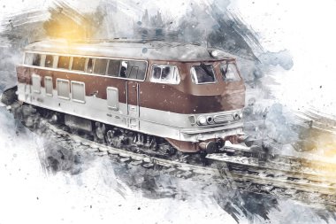 Avrupa 'daki tren istasyonunda yüksek hızlı tren. Demiryolu platformunda modern şehirlerarası tren. Demiryolu ve binaların üzerinde güzel bir yolcu treni olan şehir manzarası