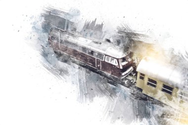 Avrupa 'daki tren istasyonunda yüksek hızlı tren. Demiryolu platformunda modern şehirlerarası tren. Demiryolu ve binaların üzerinde güzel bir yolcu treni olan şehir manzarası