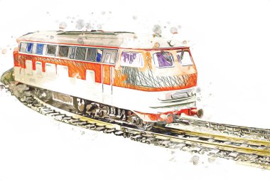 Avrupa 'daki tren istasyonunda yüksek hızlı tren. Demiryolu platformunda modern şehirlerarası tren. Demiryolu ve binaların üzerinde güzel bir yolcu treni olan şehir manzarası