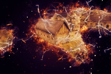 Polonya 'da küçük bir çiftliğe bakış açısı, minyatür bir görünüm ve hisle.