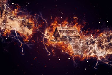 Polonya 'nın Karkonosze kentindeki dağ evinde kar, sanat, ilüstrasyon, antika, model, minyatür...