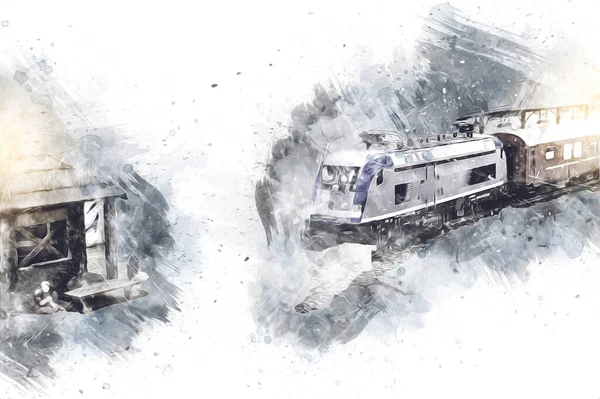 High speed train at the railway station in Europe. Modern intercity ...