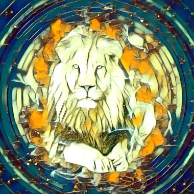 Aslan sanat çizimi retro-vintage hayvan resmi