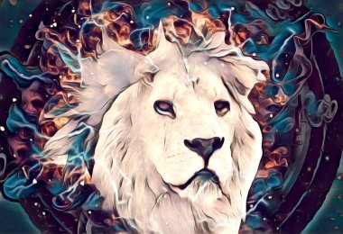 Aslan sanat çizimi retro-vintage hayvan resmi