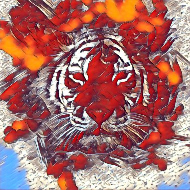 Kaplan sanatı çizimi antika hayvanları resmediyor.