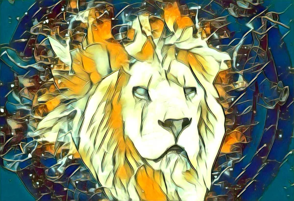 Lion Art Illustration Drawing Painting Retro Vintage Animal — Foto de Stock