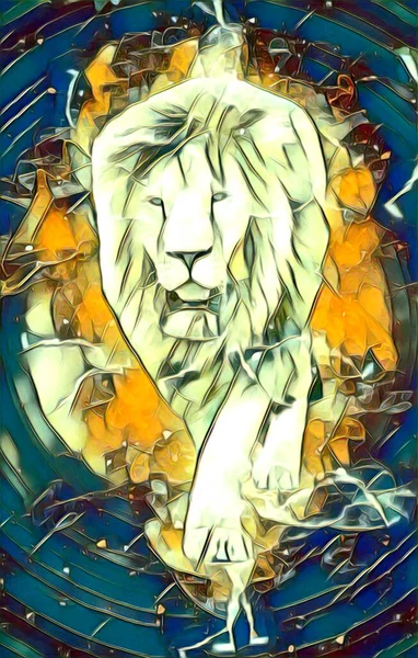 Lion Art Illustration Drawing Painting Retro Vintage Animal — Foto Stock