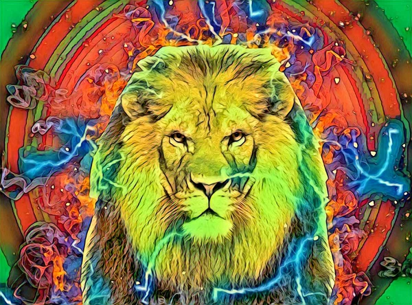 Lion Art Illustration Drawing Painting Retro Vintage Animal — Foto de Stock