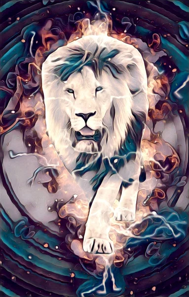 Aslan sanat çizimi retro-vintage hayvan resmi