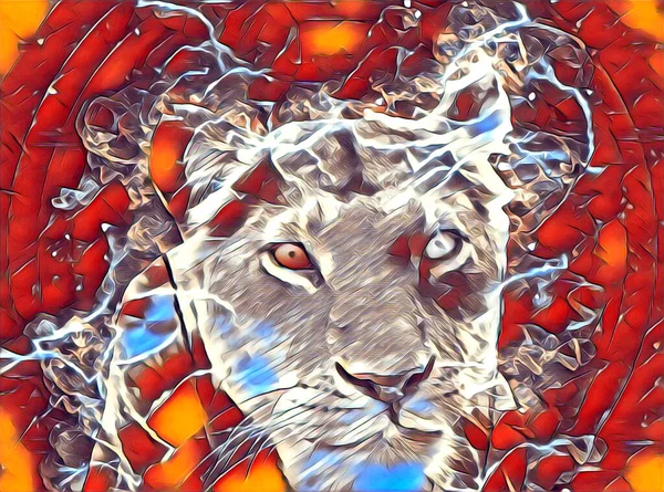 Lion Art Illustration Drawing Painting Retro Vintage Animal — Stockfoto