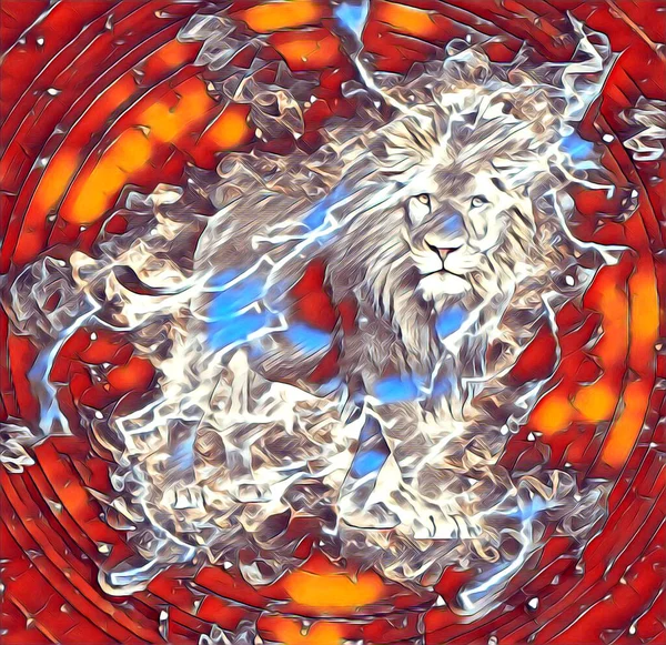 Aslan sanat çizimi retro-vintage hayvan resmi