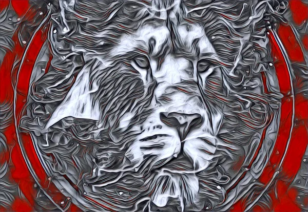 lion art illustration drawing painting retro vintage animal