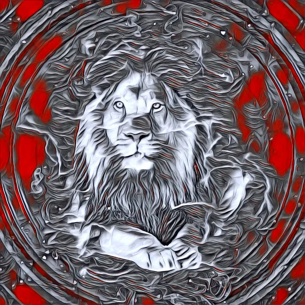 Lion Art Illustration Drawing Painting Retro Vintage Animal — kuvapankkivalokuva