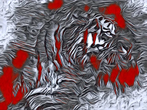 Тигрове Мистецтво Ілюстрація Малюнок Живопис Ретро Вінтажних Тварин — стокове фото