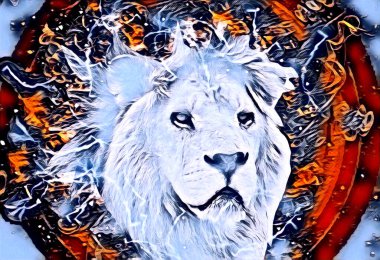 Aslan sanat çizimi retro-vintage hayvan resmi