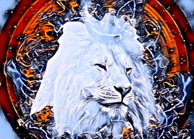 Aslan sanat çizimi retro-vintage hayvan resmi