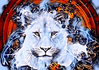 Aslan sanat çizimi retro-vintage hayvan resmi