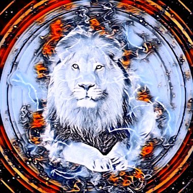 Aslan sanat çizimi retro-vintage hayvan resmi