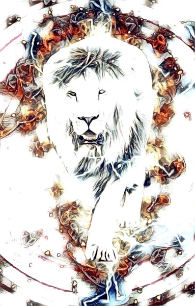 Lion Art Illustration Drawing Painting Retro Vintage Animal — Foto de Stock