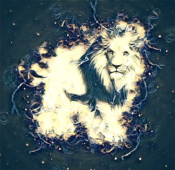 Lion Art Illustration Drawing Painting Retro Vintage Animal — Foto Stock