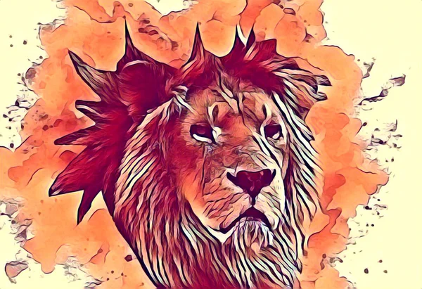 Lion Art Illustration Drawing Painting Retro Vintage Animal — Foto Stock