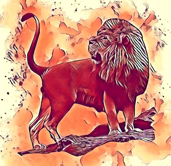 lion art illustration drawing painting retro vintage animal