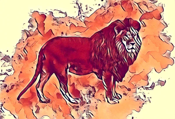 Lion Art Illustration Drawing Painting Retro Vintage Animal — Fotografia de Stock