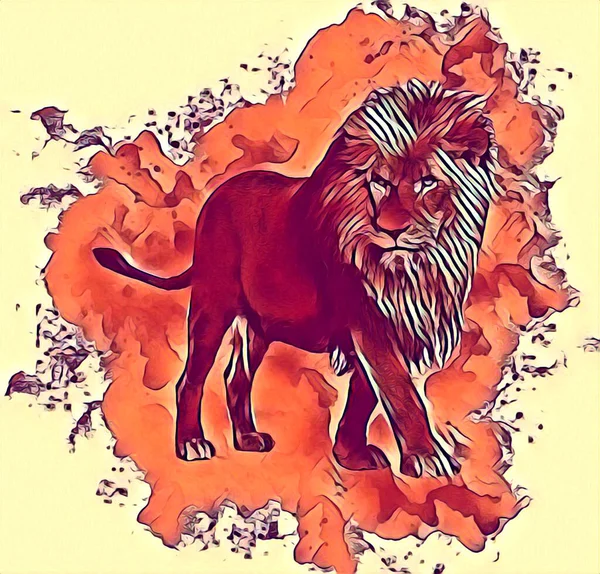 Lion Art Illustration Drawing Painting Retro Vintage Animal — Stock fotografie