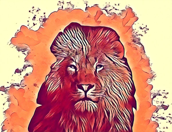 Lion Art Illustration Drawing Painting Retro Vintage Animal — Fotografia de Stock