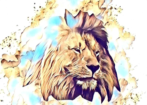 lion art illustration drawing painting retro vintage animal