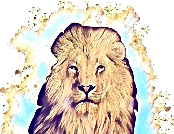 Lion Art Illustration Drawing Painting Retro Vintage Animal — 图库照片