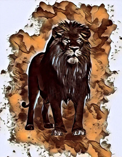 Λιοντάρι Τέχνη Εικονογράφηση Σχέδιο Ζωγραφική Ρετρό Vintage Ζώο — Φωτογραφία Αρχείου